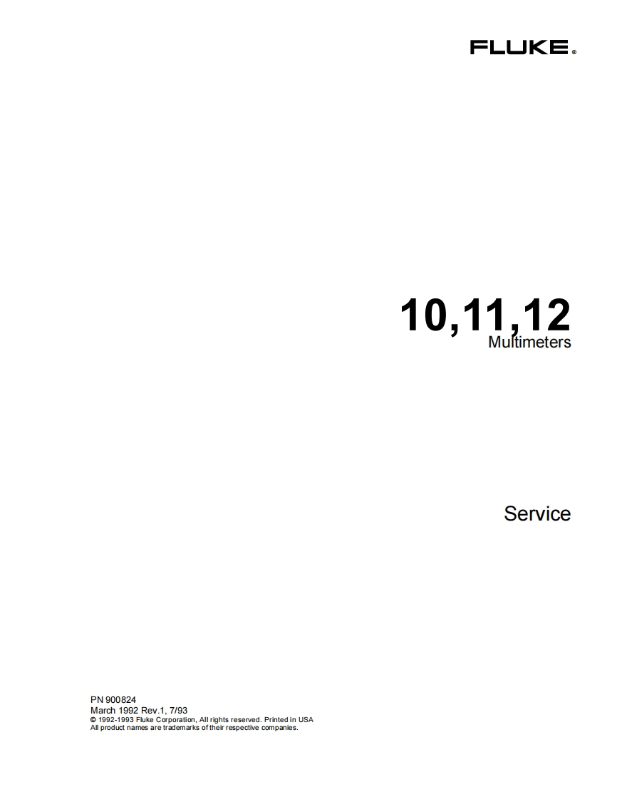 福禄克FLUKE10-11-12Service维修操作图纸手册