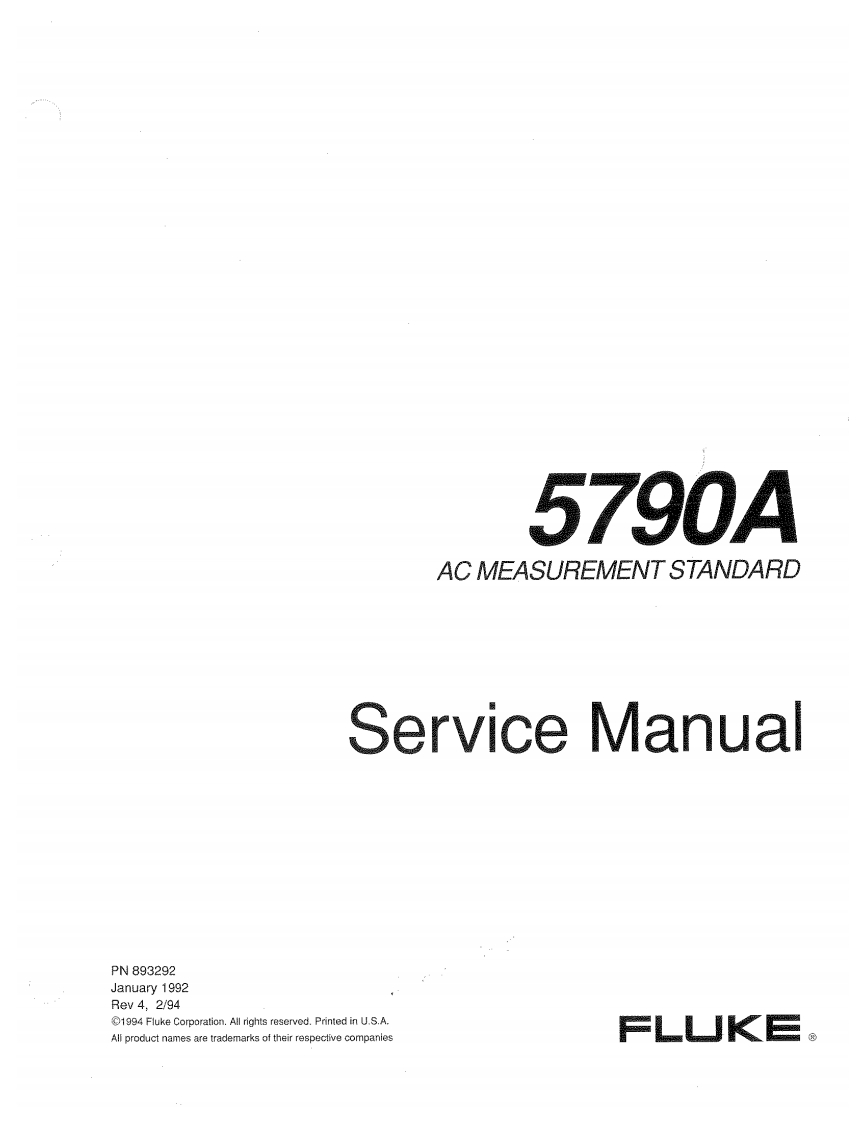 福禄克FLUKE_5790A_Service维修手册含电器原理图