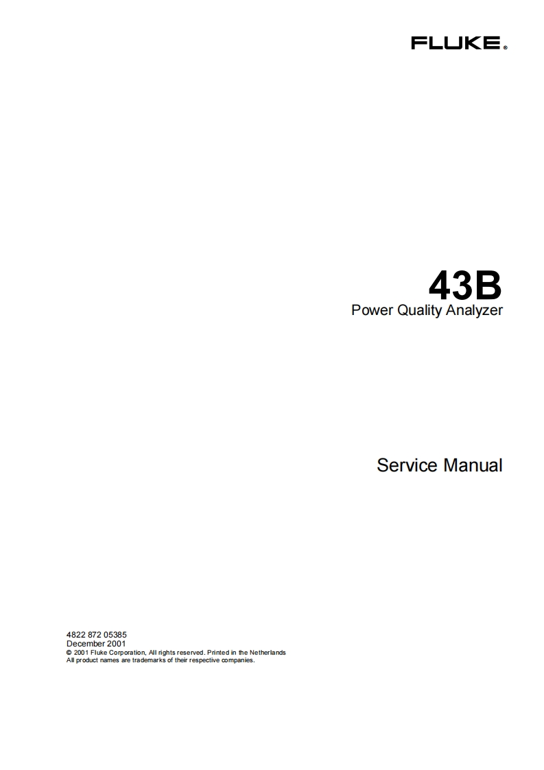 福禄克Fluke43BService维修操作图纸手册