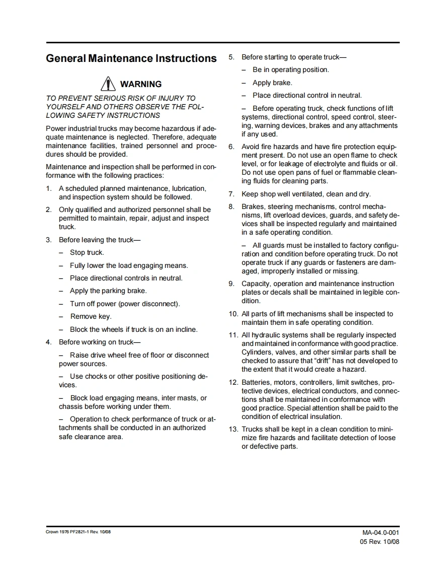 科朗叉车crown-rr5200-demo-servicemanual维修操作说明书手册