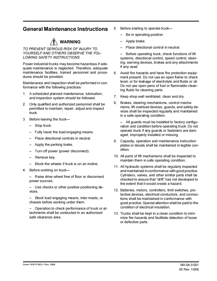 科朗叉车crown-rr5200-demo-servicemanual维修操作说明书手册