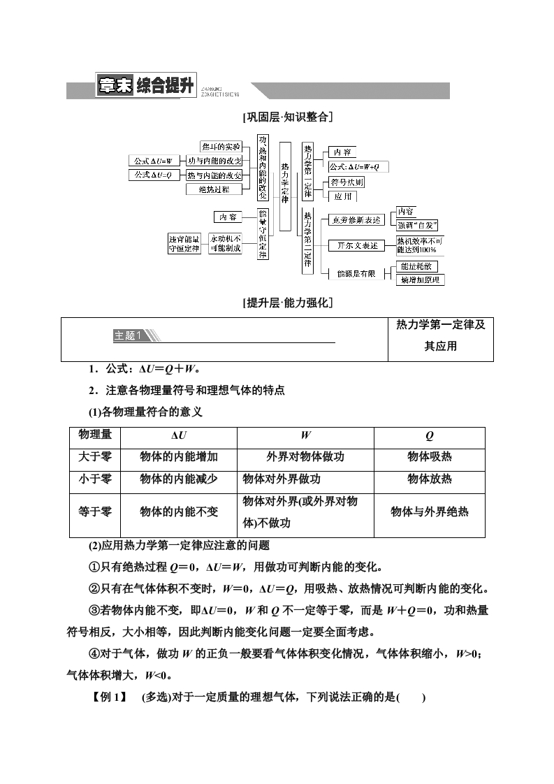 第3章章末综合提升—2020-2021学年新教材人教版（2019）高中物理选择性必修第三册讲义