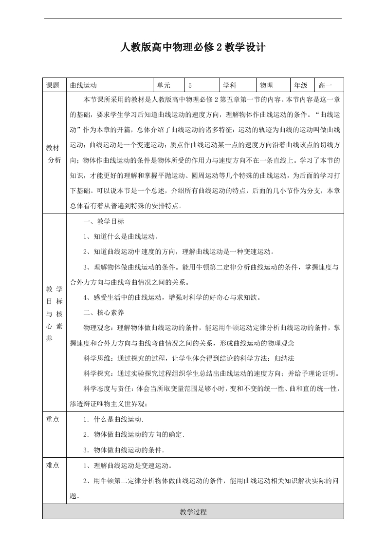 第5章第1节牛顿第一定律教学设计