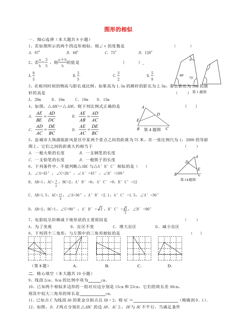 第6章图形的相似单元综合检测