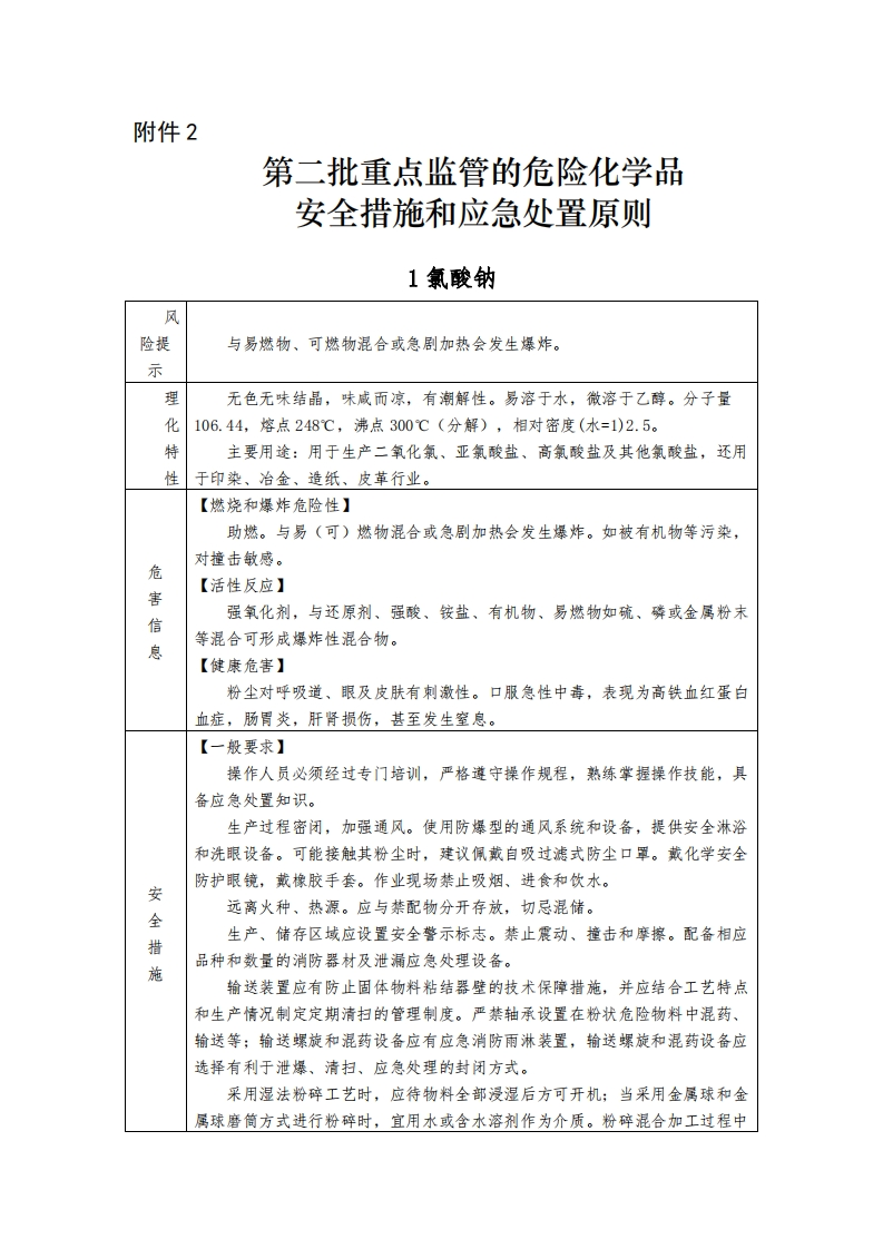 第二批重点监管的危险化学品安全措施和应急处置原则现行国家强制性标准规范