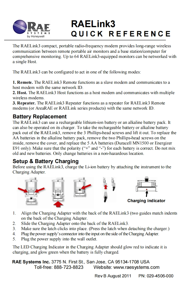 简明操作说明书手册_RAELink3_029-4506-000_RevB
