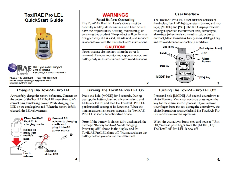 简明操作说明书手册_ToxiRAE-Pro-LEL_G02-4022-000_RevC