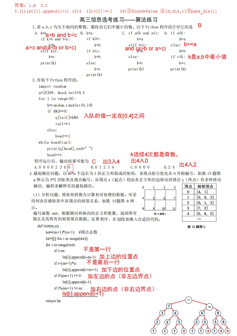 算法练习和错题练习3作业解析