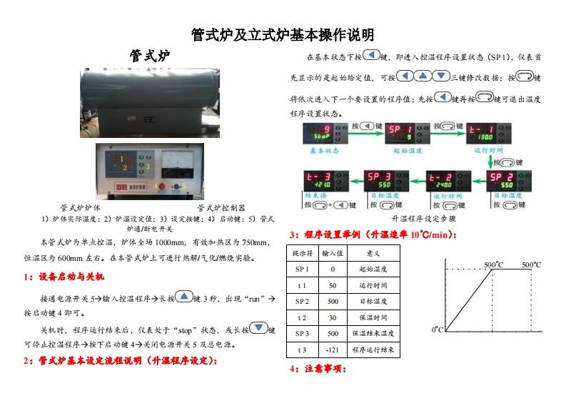 管式炉及立式炉基本操作说明