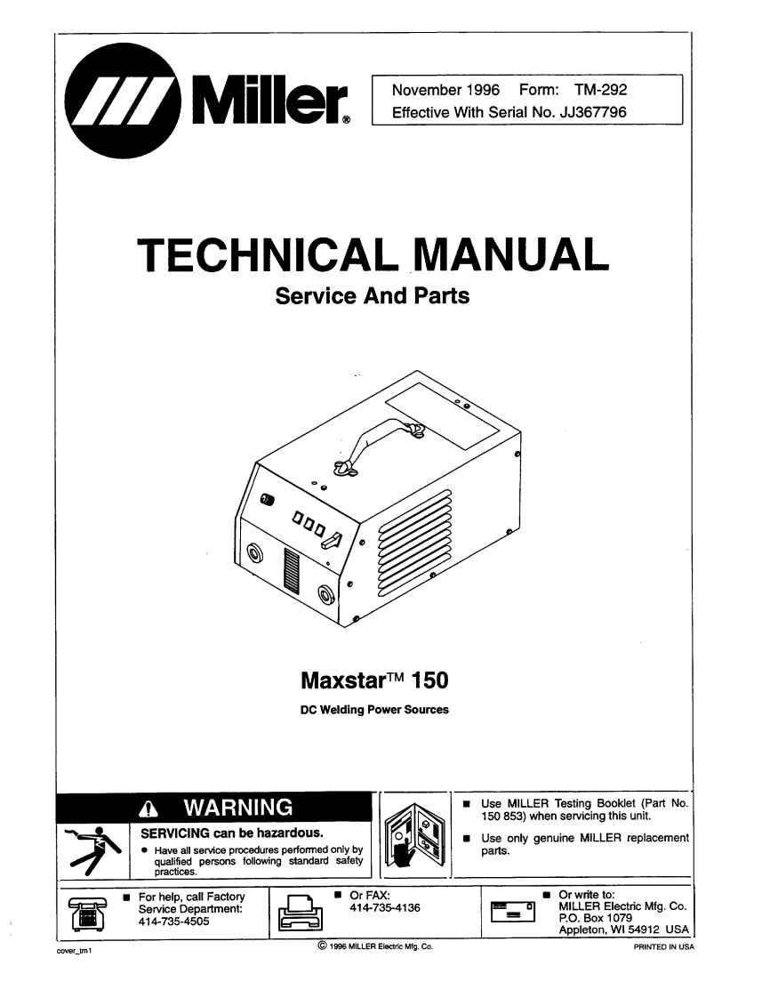 米勒miller_maxstar_150_sm焊机维修手册