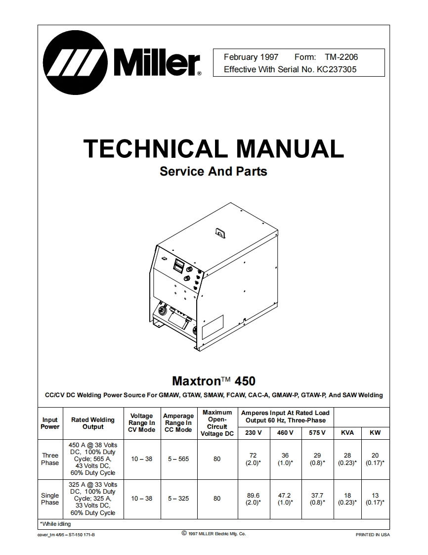 米勒miller_maxtron_450_service_manual焊机维修手册