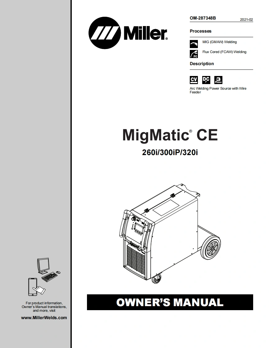 米勒电焊机MILLER-MIGMATIC-260I-300IP-320I-Manual使用说明书手册含电器原理图-找手册网