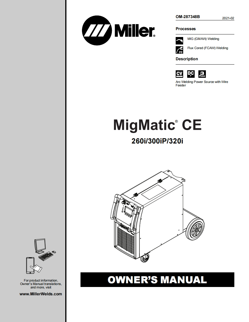 米勒电焊机MILLER-MIGMATIC-260I-300IP-320I-Manual使用说明书手册含电器原理图
