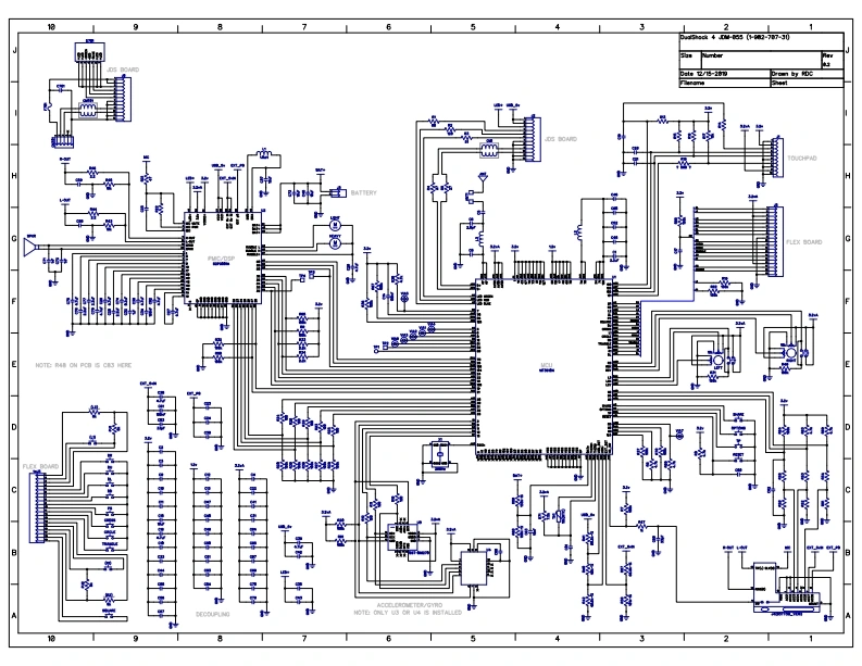 索尼PS4-JDM-055游戏手柄电器原理图纸
