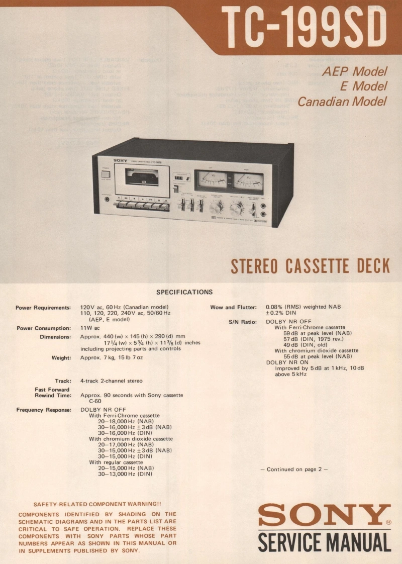 索尼Sony-TC-199SD-维修手册
