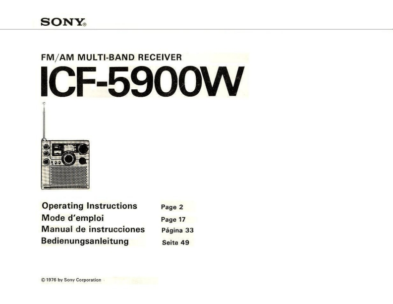 索尼Sony_ICF-5900W_Manual操作说明书手册