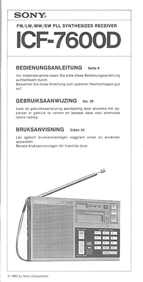 索尼Sony_ICF-7600D_Foreign_Manual操作说明书手册