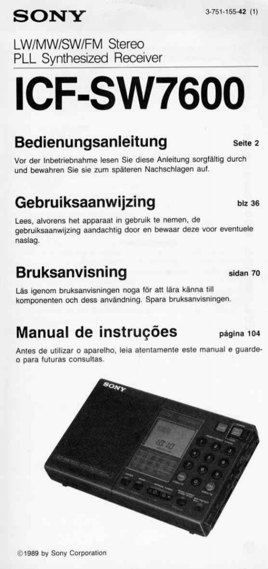 索尼Sony_ICF-SW7600_Foreign_Manual操作说明书手册