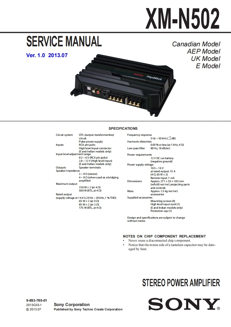 索尼XMN502_维修手册含电器原理图-找手册网