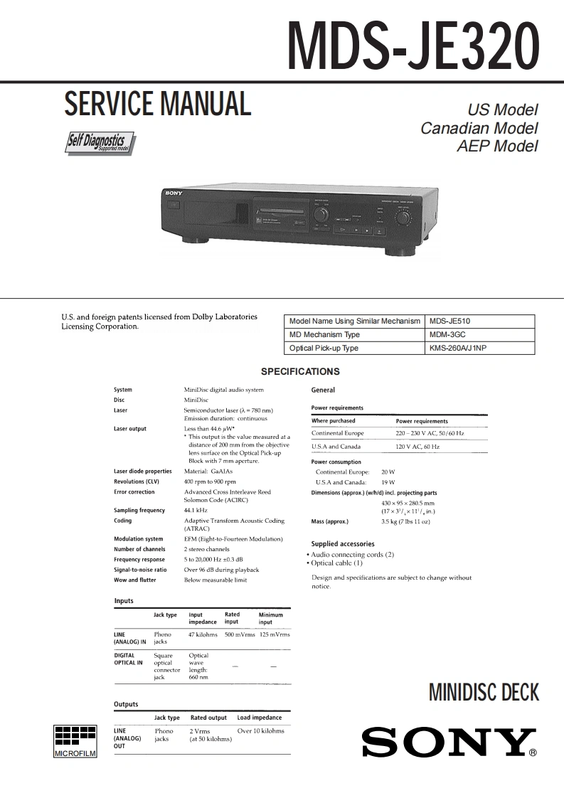 索尼sony_MDS-JE320_维修手册_manual