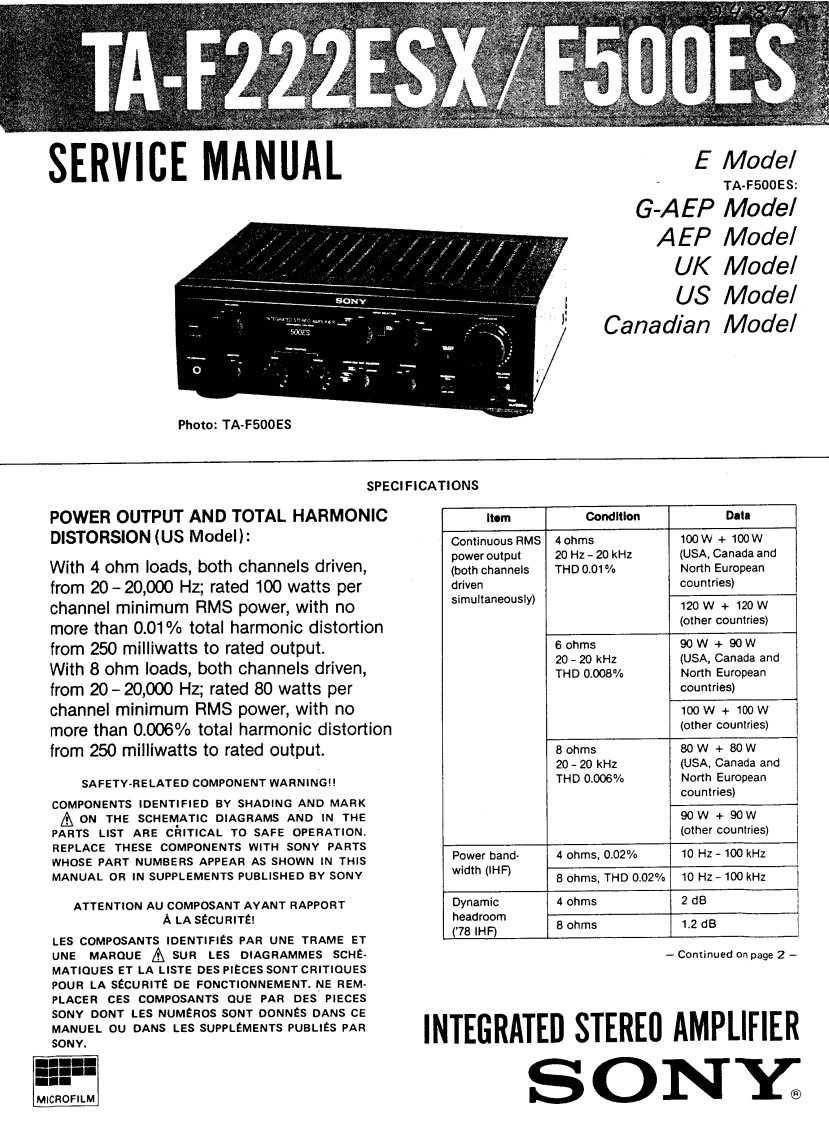索尼sony_TA-F222-F500_维修图纸手册-找手册网