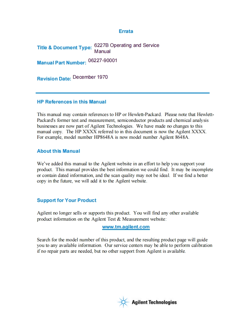 编号10：惠普HP6227BOperating-Service使用与维修手册