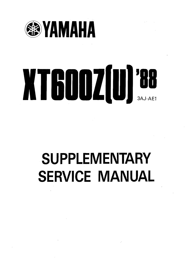 编号11：YAMAHA雅马哈摩托车XT600_维修说明书手册_1988_3AJ-AE1