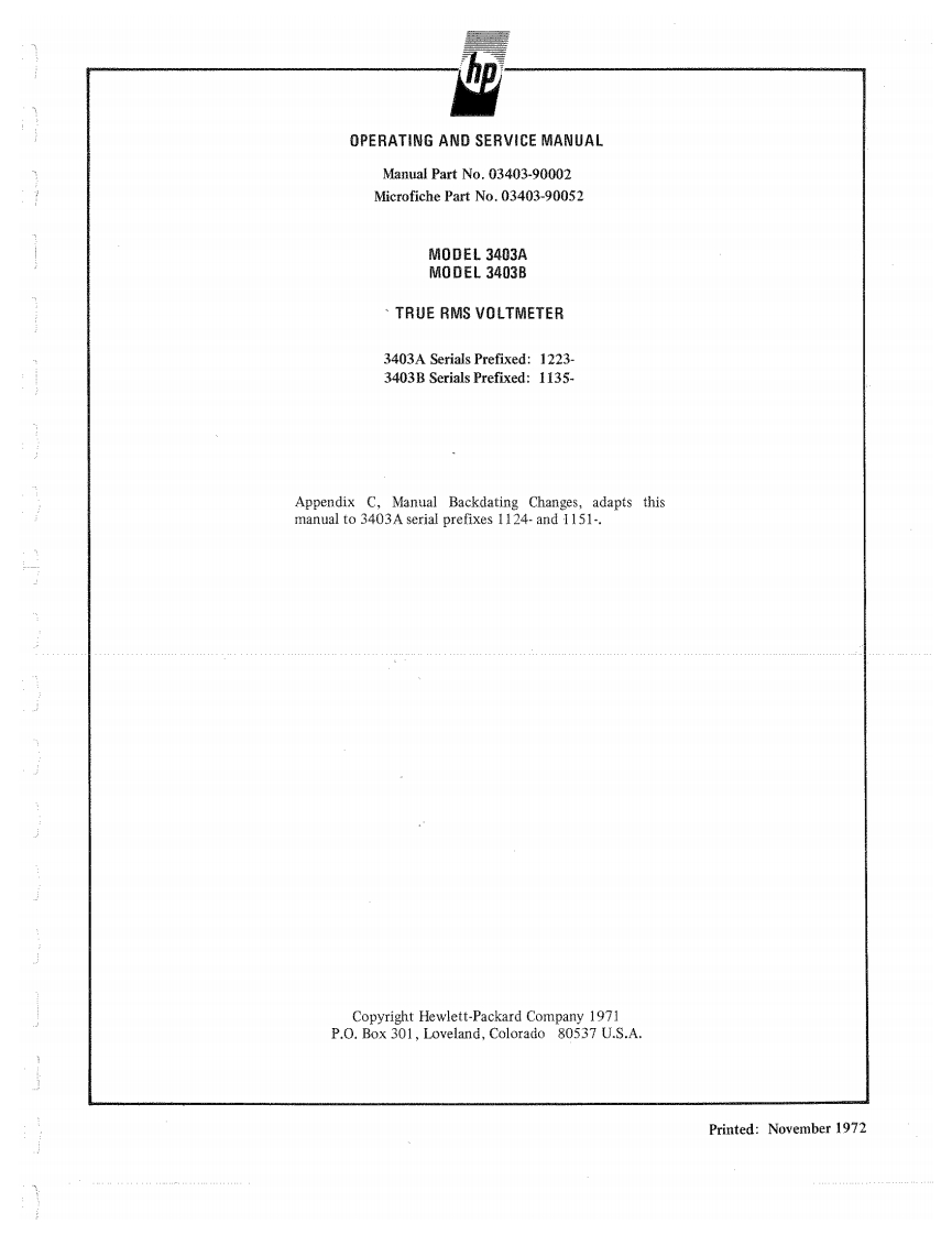 编号11：惠普HP3403A-3403BOperating-Service使用与维修手册