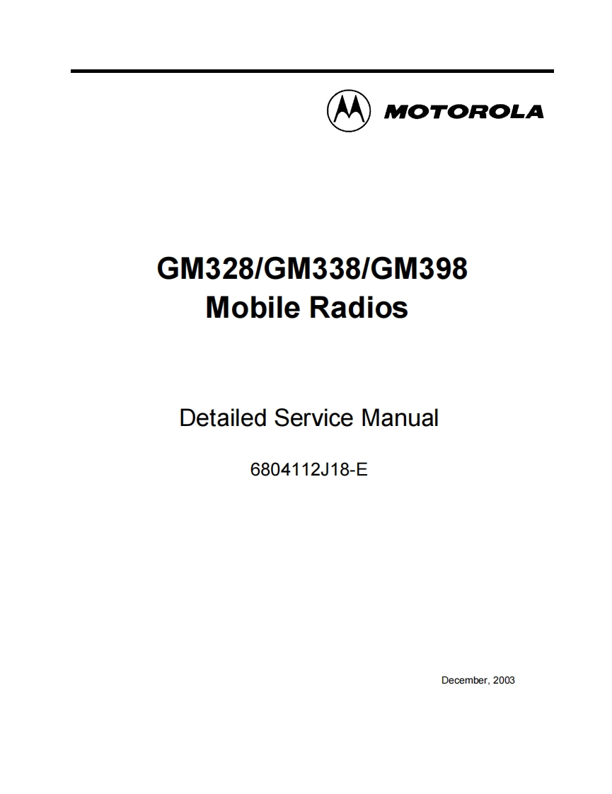 编号12：摩托罗拉MOTOROLA-GM328GM338GM398详细维修手册6804112J18-E