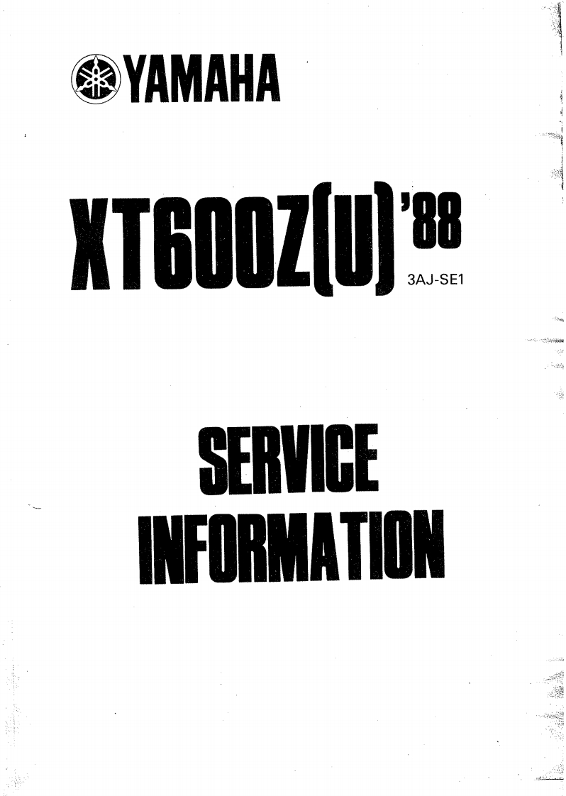 编号15：YAMAHA雅马哈摩托车XT600Z_1988_维修说明书手册