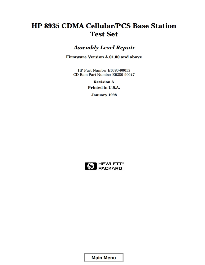 编号17：惠普HP8935AssemblyLevelRepair使用与维修手册