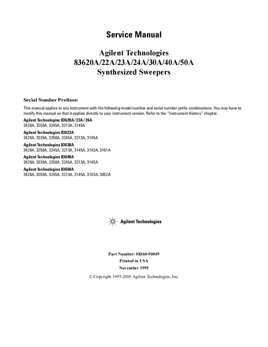 编号20：惠普HP83620A-22A-23A-24A-30A-40A-50AService使用与维修手册