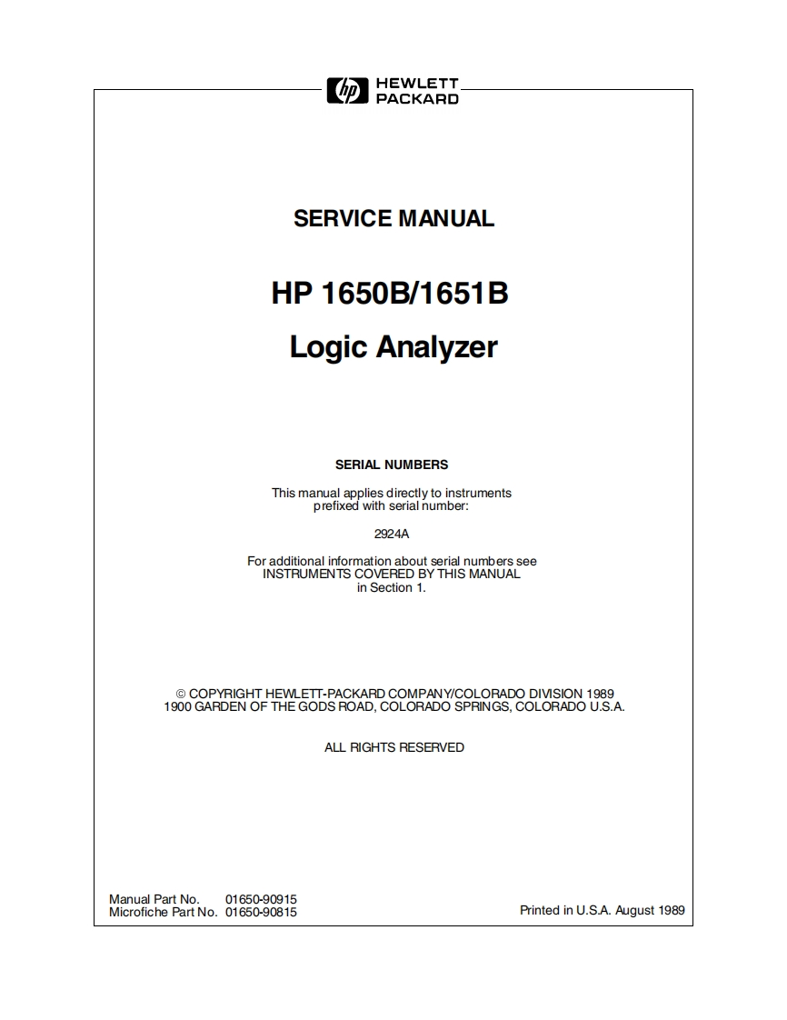 编号22：惠普HP1650B-1651BService使用与维修手册
