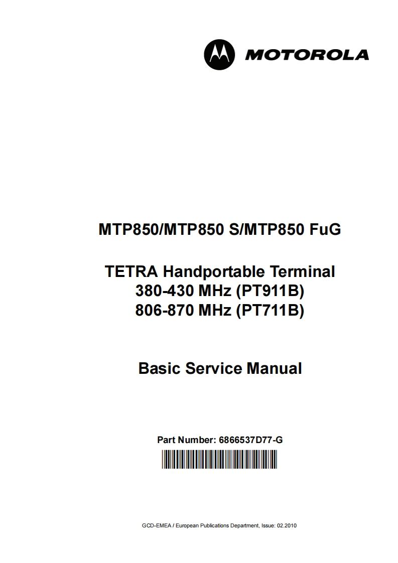 编号26：摩托罗拉MOTOROLA-MPT850Basic维修手册6866537D77-G-找手册网