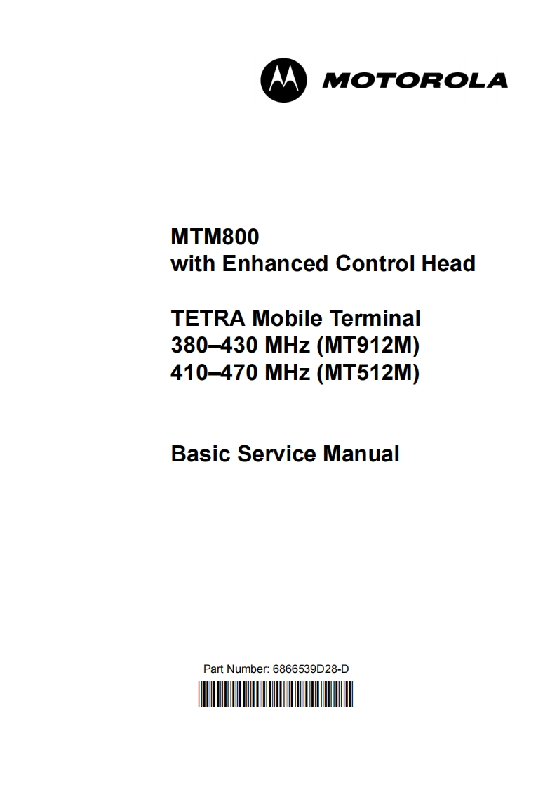 编号27：摩托罗拉MOTOROLA-MTM800Basic维修手册6866539D28-D