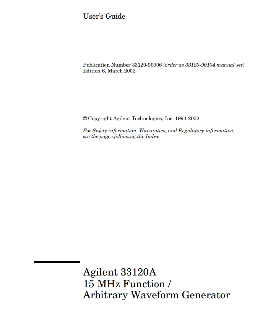 编号28：惠普HP33120AUser使用与维修手册