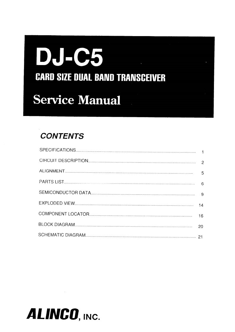 编号2：艾琳可ALINCO-djc5维修使用图纸手册