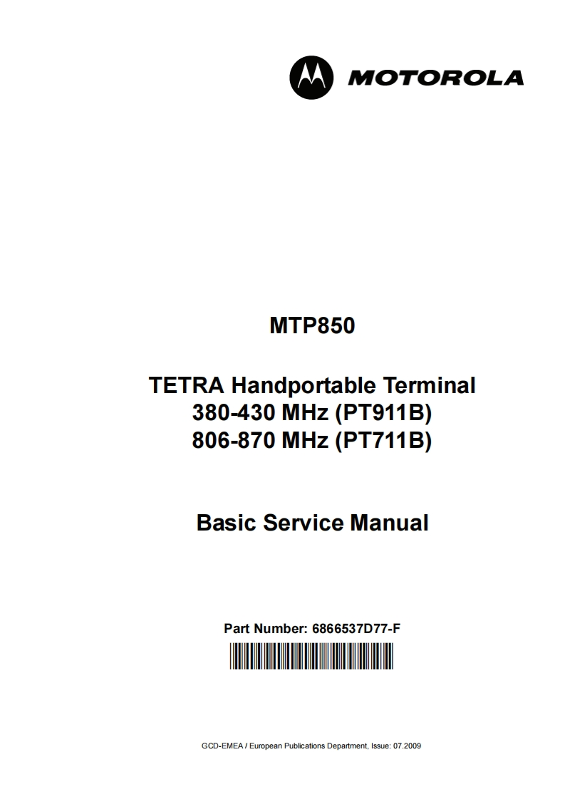 编号30：摩托罗拉MOTOROLA-MTP850TETRABasic维修手册6866537D77-F(1)