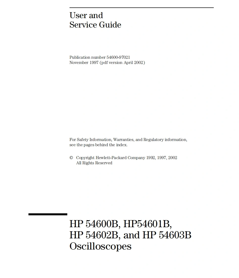 编号33：惠普HP54600BSeriesUsers-Service使用与维修手册