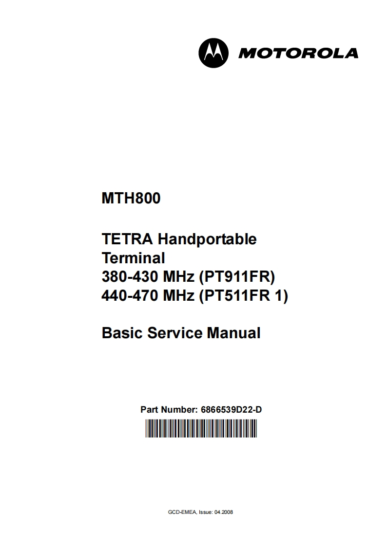 编号33：摩托罗拉MOTOROLA-MTH800TETRABasic维修手册6866539D22-D
