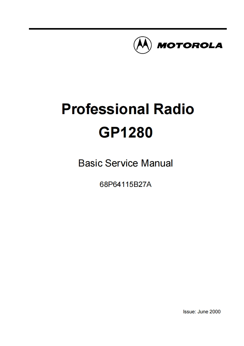 编号34：摩托罗拉MOTOROLA-GP1280Basic维修手册6864115B27A
