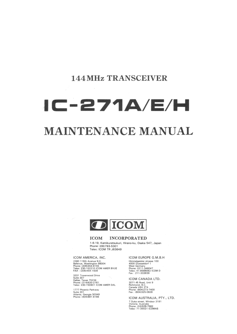 编号36：艾克幕ICOM-IC-271维修手册