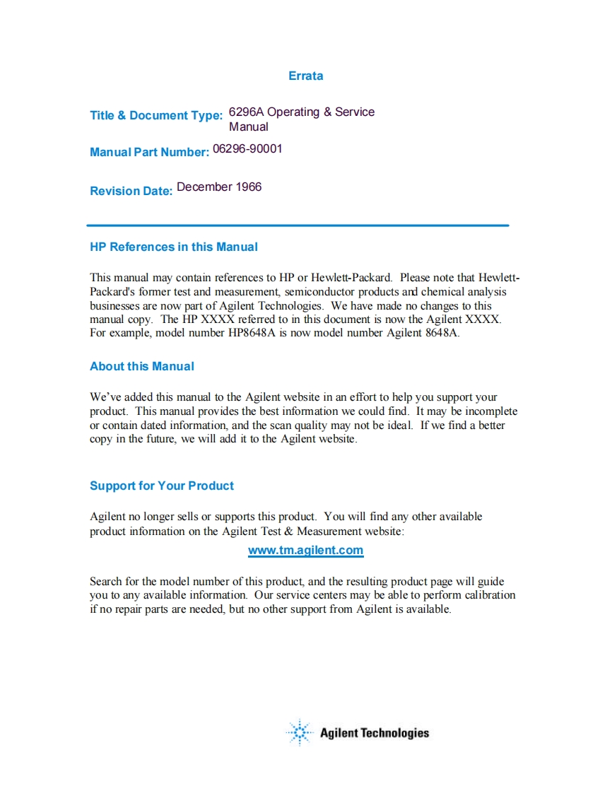 编号37：惠普HP6296AOperating-Service使用与维修手册