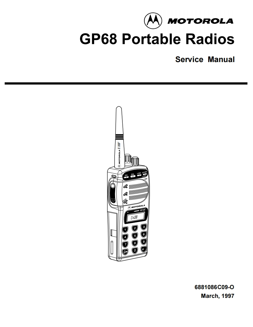 编号38：摩托罗拉MOTOROLA-GP68维修手册6881086C09-O
