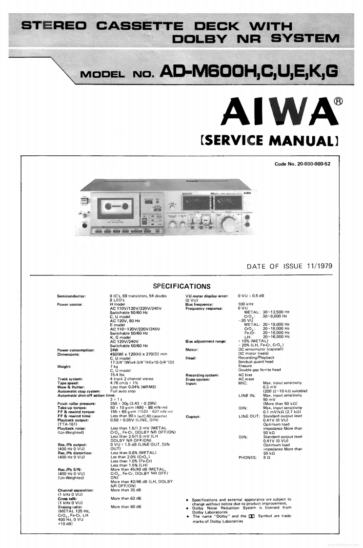 编号38：爱华Aiwa-ADM600-tape-维修图纸手册