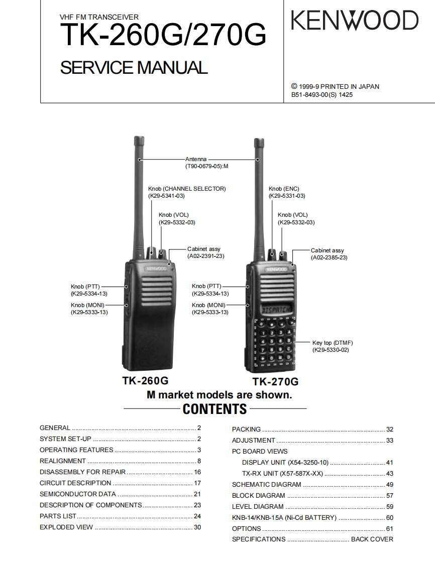 编号41：建伍KENWOOD-TK-260G-270G_B51-8493-00维修图纸手册