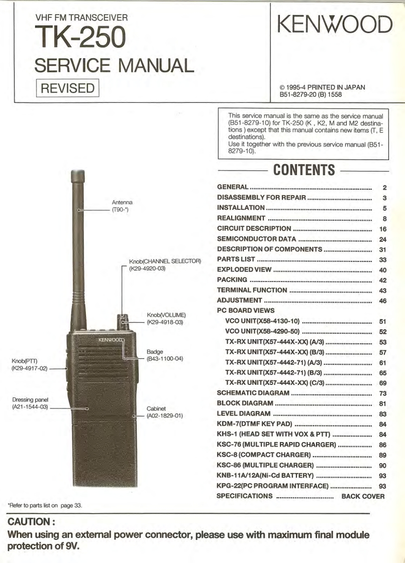 编号42：建伍KENWOOD-TK-250_Revised_B51-8279-20维修图纸手册