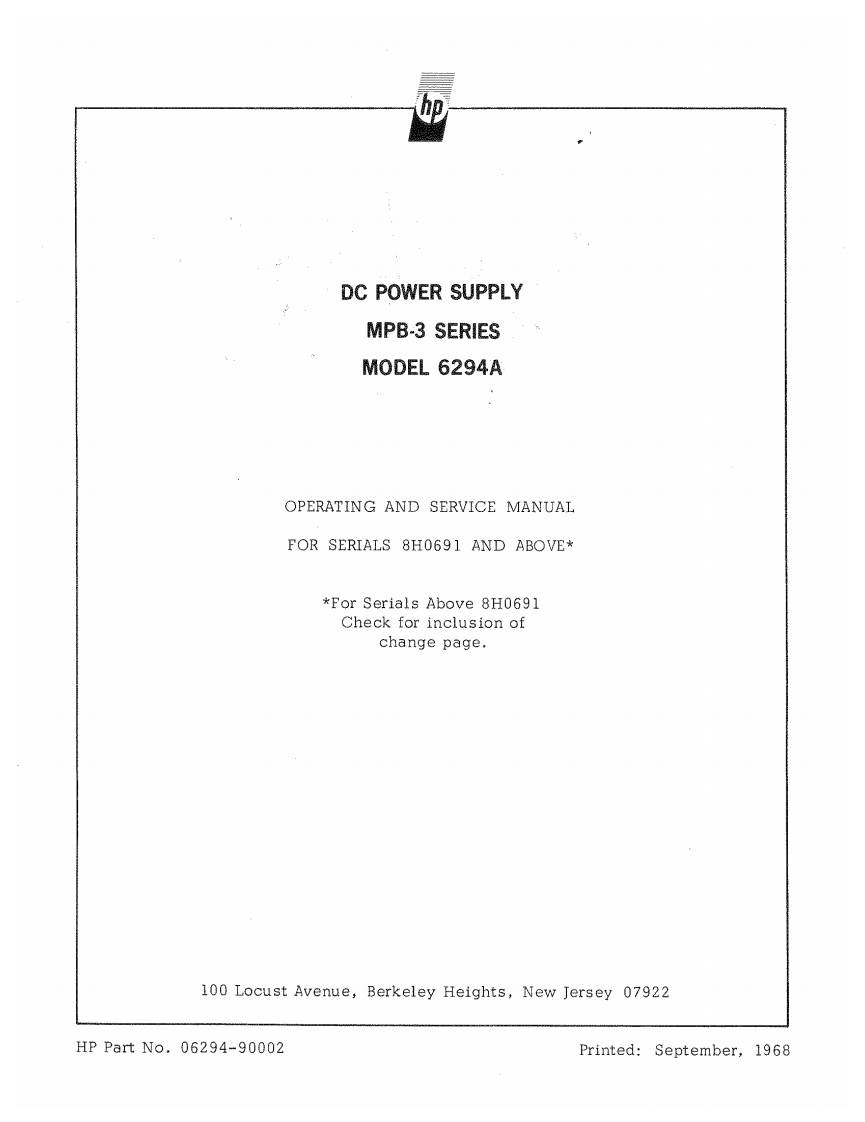 编号43：惠普HP6294AOperating-Service使用与维修手册