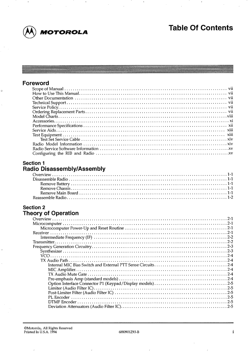 编号45：摩托罗拉MOTOROLA-GP300维修手册6880901Z93-B