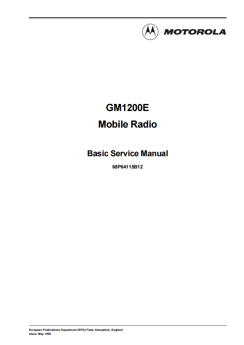 编号47：摩托罗拉MOTOROLA-GM1200E维修手册6864115B12